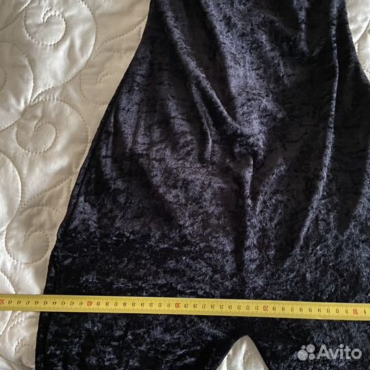 Бархатный черный комбинезон-кошка s