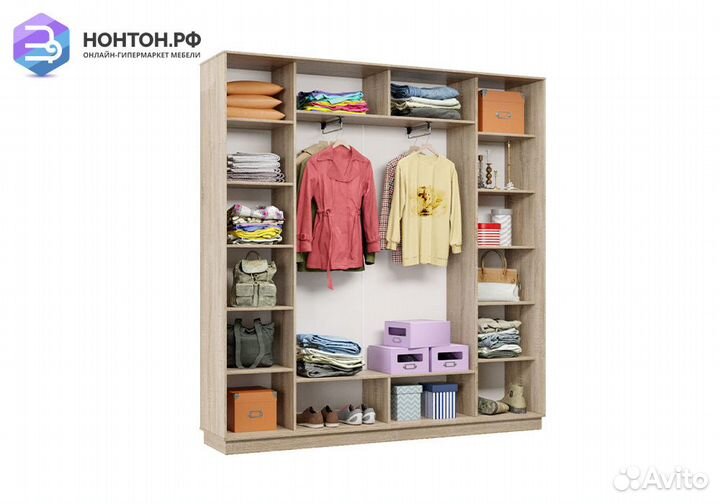 Шкаф-купе трёхдверный Приор с 2 зеркалами дуб соно