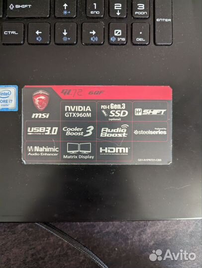 Игровой ноутбук msi gl72 6qf