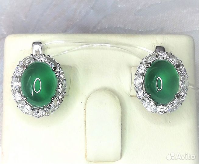 Серьги серебро агат С166