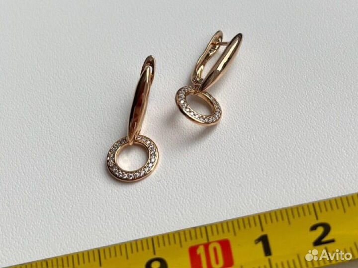 Серьги Cartier с цирконами, покрытие золото