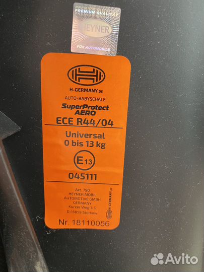 Детское автокресло heyner 0-13 кг