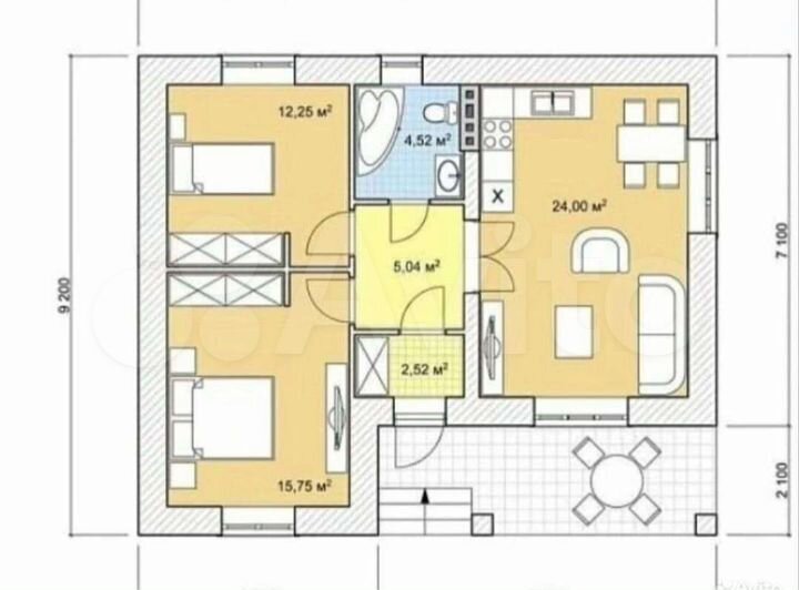 Дом 68 м² на участке 6 сот.