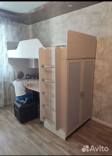 Кровать чердак с шкафом ф. Герда с ортоп. матрасом