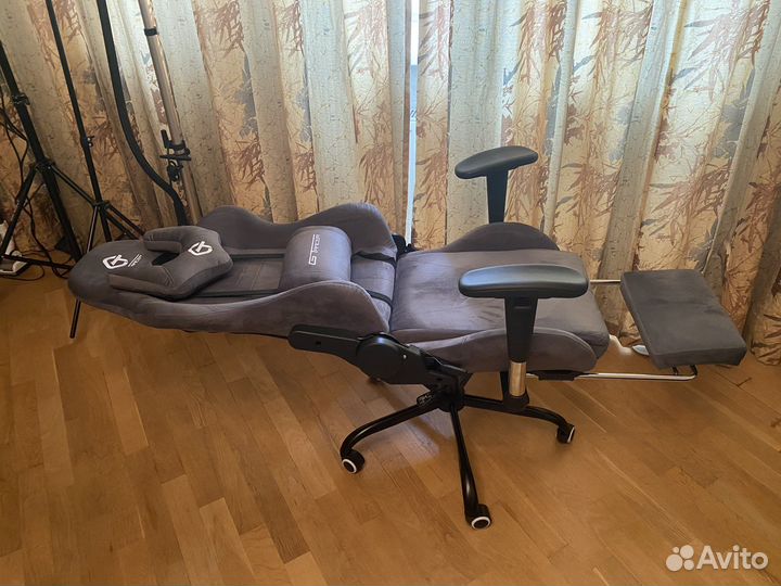 Компьютерное кресло chairman велюр серое