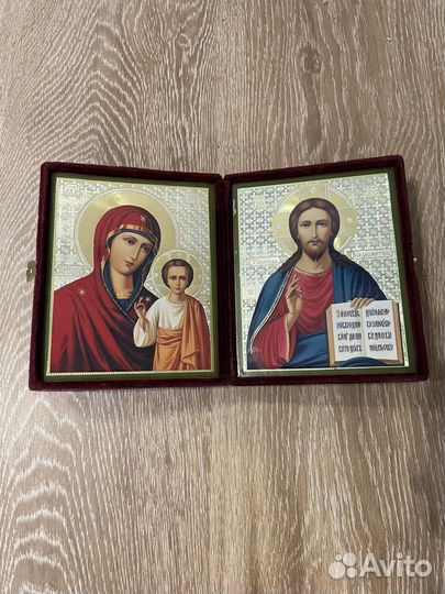 Икона складень в бархате