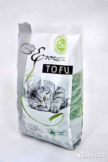 Наполнитель ерошка тофу для кошачьего туалета 5 л