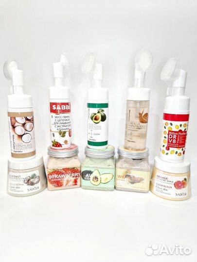 Пенка для умывания с щеточкой + скраб для тела