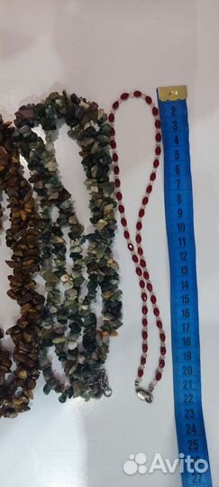 Бусы из натуральных камней, гранат, тигровый глаз