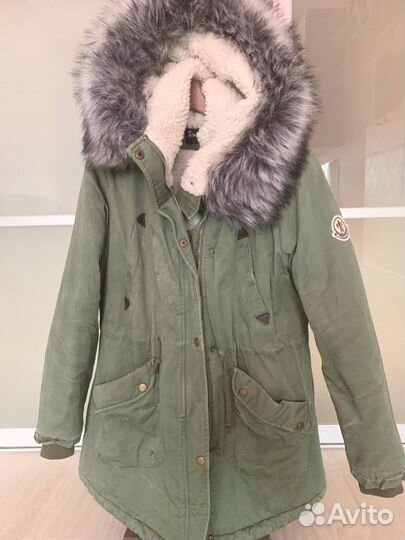 Парка женская зеленая, хаки с мехом. Очень теплая