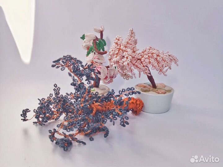 Дерево сакура цветы из бисера 15-17 см