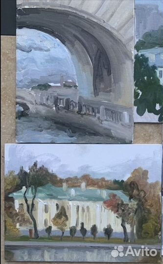 2 этюда маслом на картоне