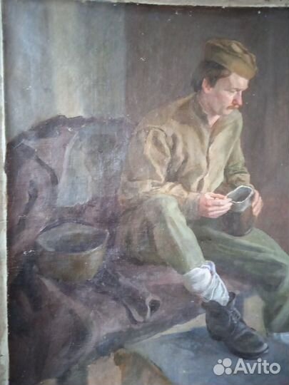 Картина холст Боец вернул с ВОВ а дома нет никого