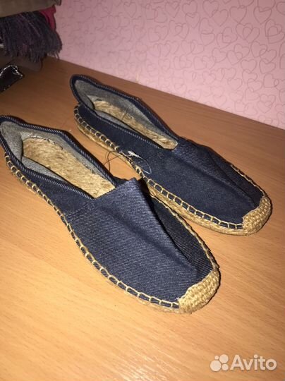 Эко эспадрильи новые denim мокасины