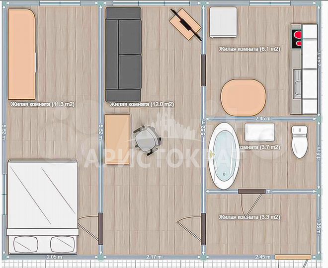 2-к. квартира, 37 м², 2/2 эт.