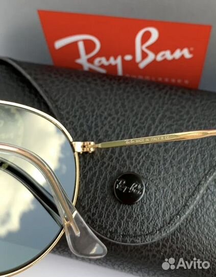 Солнцезащитные очки ray ban round metal зеленые