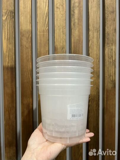 Горшок пластиковый прозрачный 1,5л д15