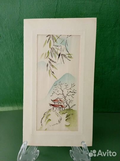 Открытка на шелке винтаж