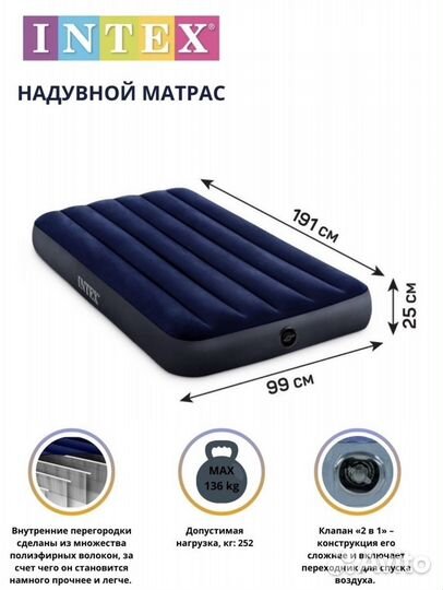 Надувной матрас Интекс с Доставкой, Новый