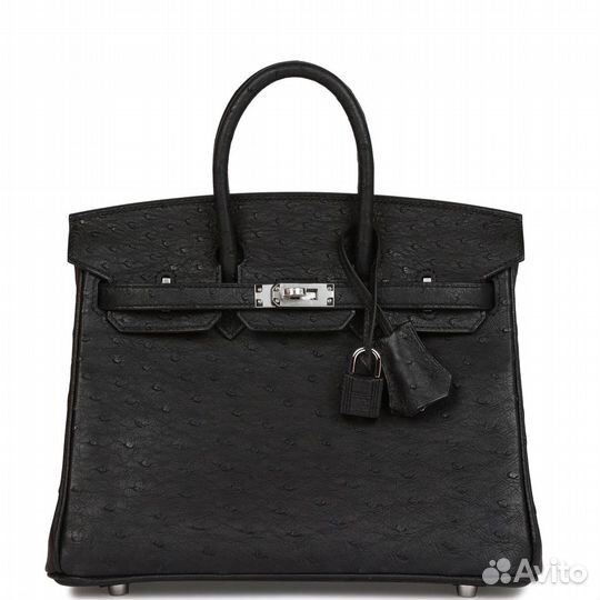 Hermès Birkin 25 Black Ostrich Palladium Hardware