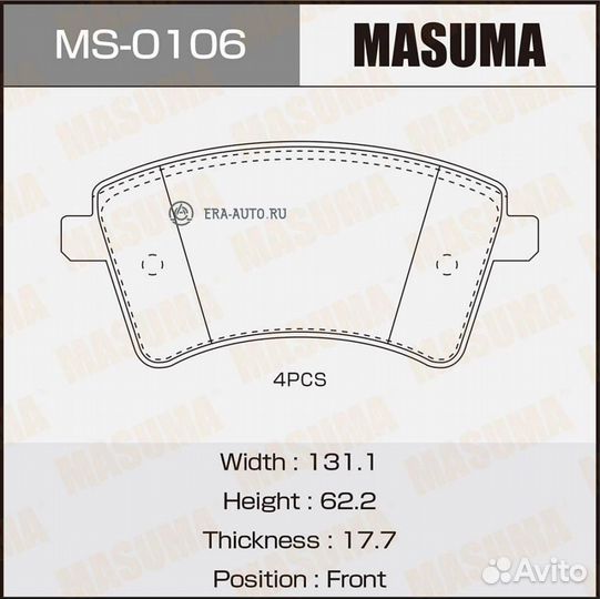 Masuma MS-0106 Колодки тормозные дисковые