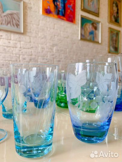 Стаканы и рюмки цветное стекло СССР