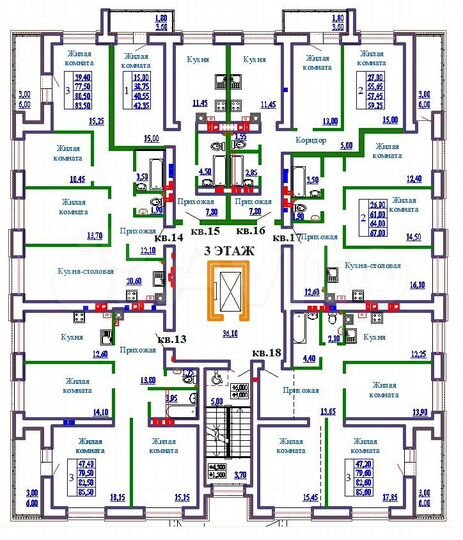 3-к. квартира, 85,5 м², 3/9 эт.