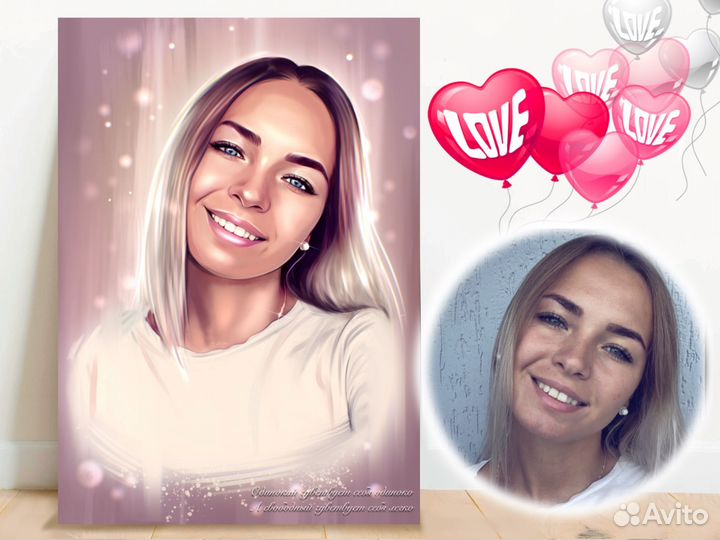 Портрет по фото на холсте