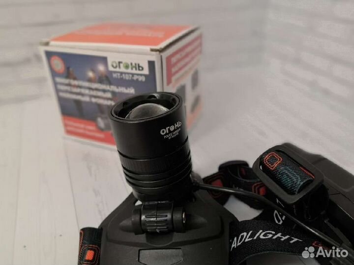 Налобный фонарь, очень мощный, 2 * 18650