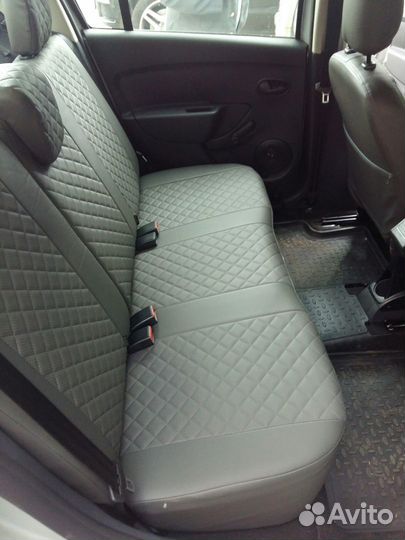 Чехлы Renault Logan Экокожа ромб Автопилот