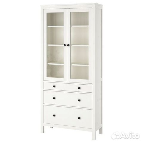 Hemnes Шкаф-витрина с 3 ящиками 503.717.72 Белая м