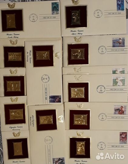 Конверты первого дня США-золотые марки 80е гг