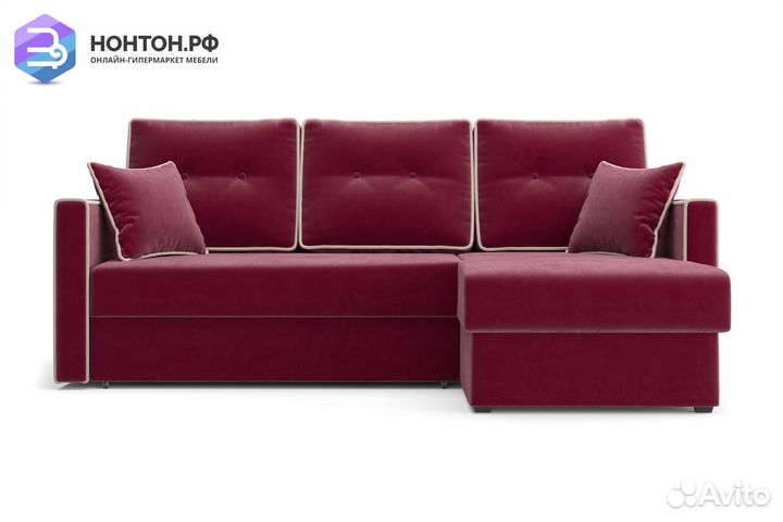 Диван угловой дельфин Леон бордовый