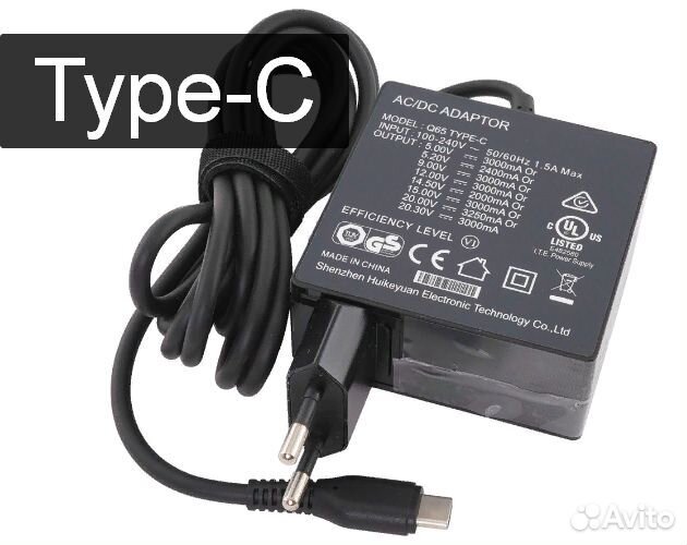 Зарядка для ноутбука Type-C - 65Вт