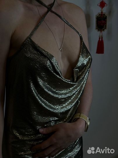 Винтажное платье золотое