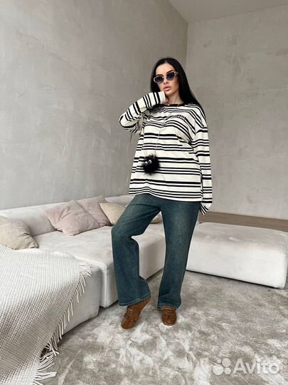 Лонгслив miu miu в полоску