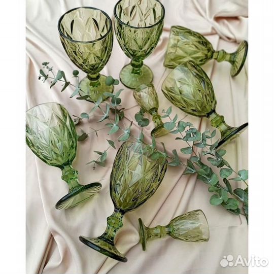 Набор бокалов/фужеров для вина 6 шт цветное стекло