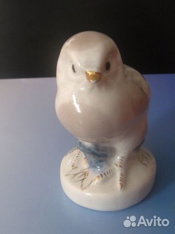 Старая Гжель Статуэтка Цыплёнок, 50-60-е гг. СССР