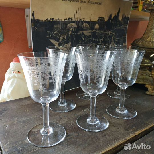Комплект Старинные фужеры пантография 6 штук