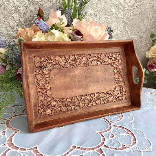 Поднос деревянный, винтаж, Германия