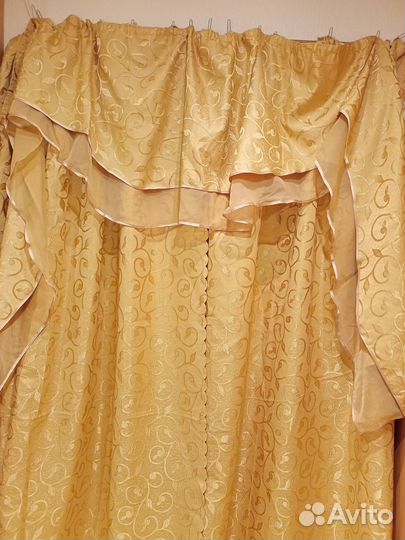 Шторы новые золотист.готовые 245/150