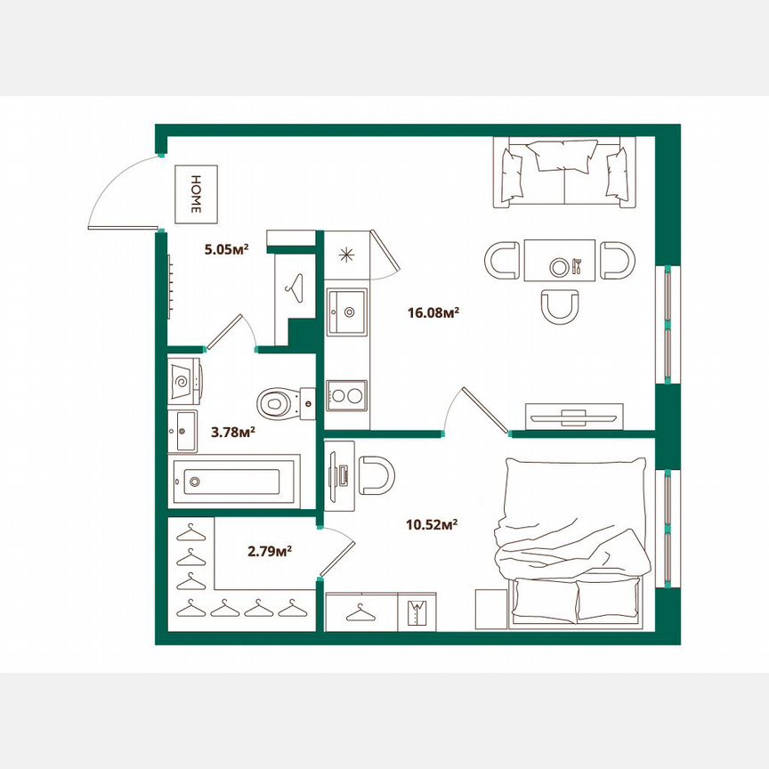 1-к. квартира, 38,1 м², 1/12 эт.
