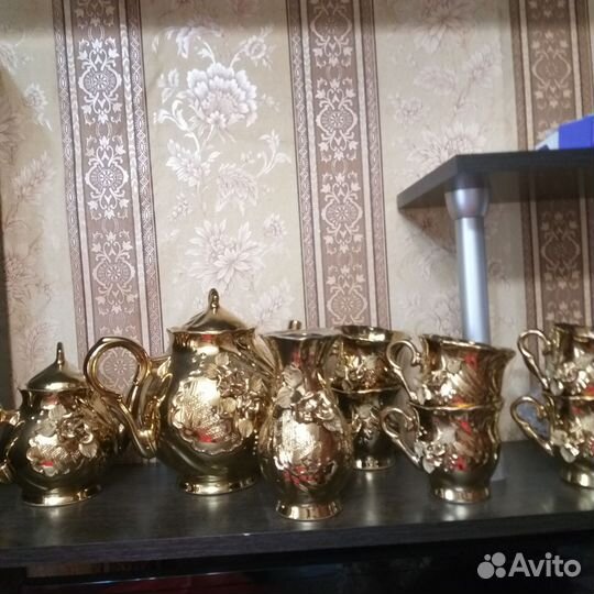 Сервиз чайный золотой новый