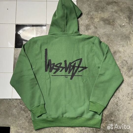 Худи Stussy Japan Flipped Logo Zip Hoodie Green