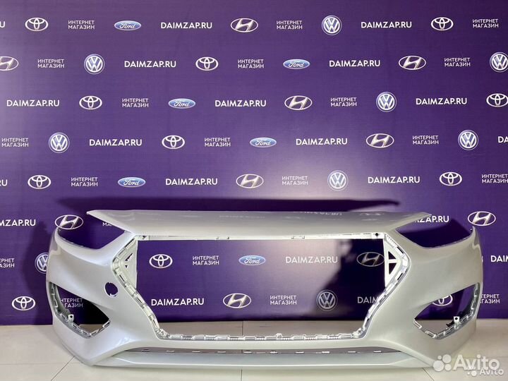Бампер передний Hyundai Solaris 17-20 серебристый