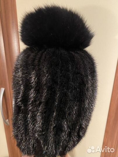 Шапка норковая на вязаной основе