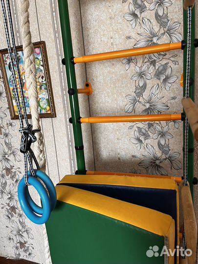 Детская шведская стенка с турником+мат