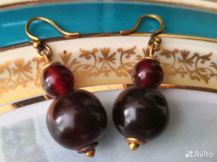 Серьги СССР Янтарь