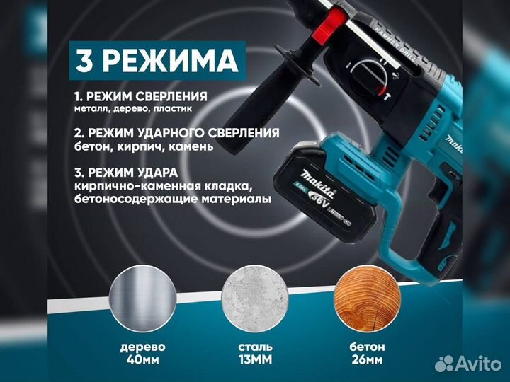 Перфоратор аккумуляторный Makita 36v