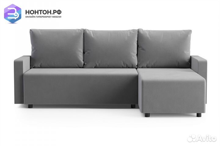 Диван угловой еврокнижка Мидгард темно-серый